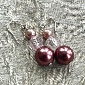 🌸Spring Sale!🌸 Pink and Silver Bead Dangle Earrings